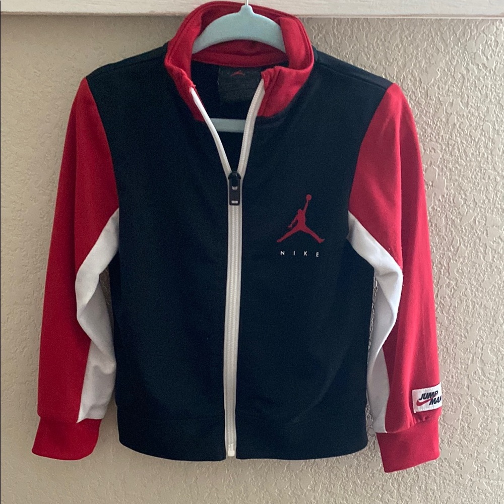 Nike Red and Black Zip-Up Jacket with Standing Collar